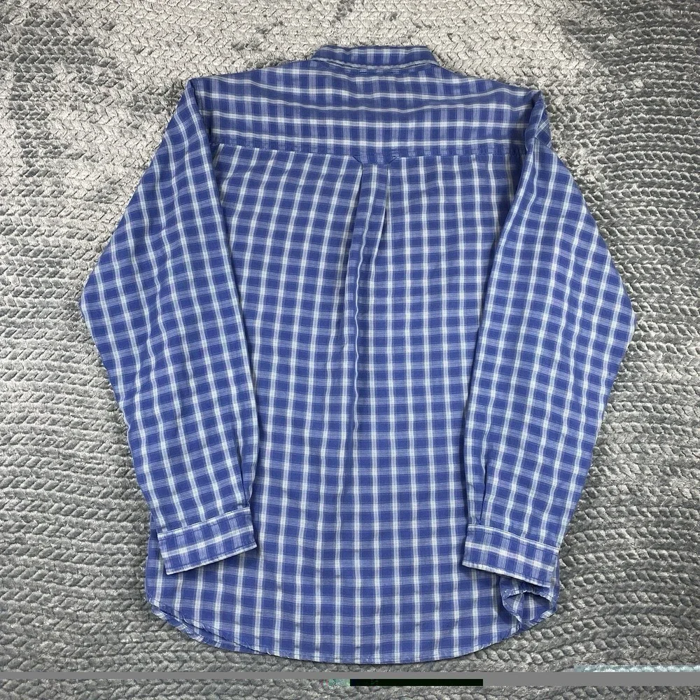 The North Face Shirt Mens M Blue Plaid Long Sleeve Button Up Vented Hiking
